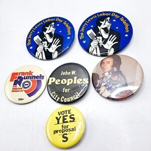 Vintage Political Campaign Buttons‎ Jerry Lewis Labor Day Telethon Lot